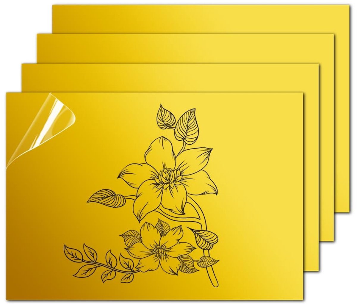 Lege ABS Plastic Plaat voor Lasergravure, 1.3mm Dikte, Ideaal voor DIY Projecten, Decoratie en Houtsnijwerk (Zwart op Spiegeld Goud, 4 stuks)