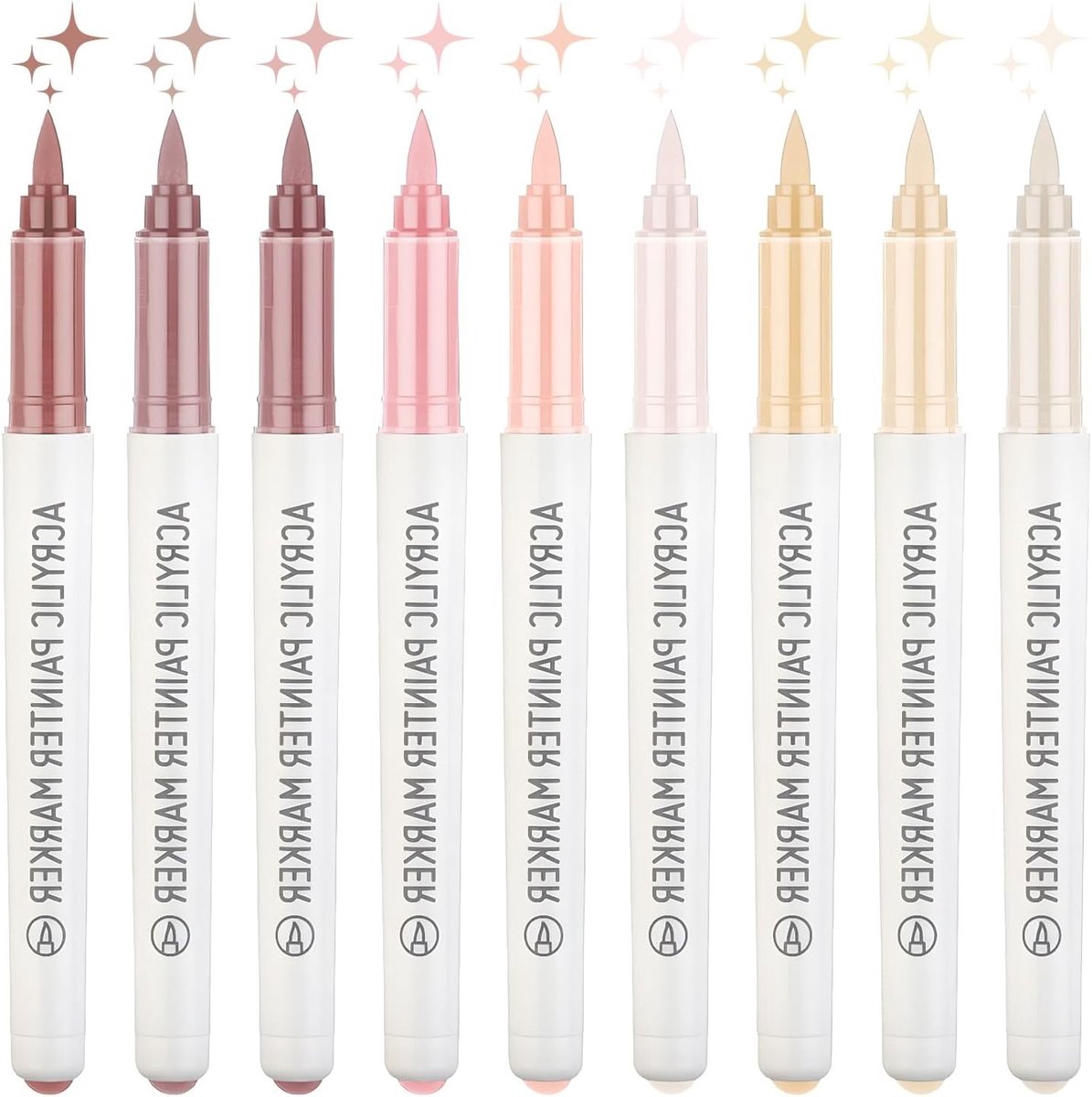 9 Stuks Acryl Markers in Vijf Kleuren - Watervast Professioneel Creatief Set voor Volwassenen en Kinderen, Perfect voor Schilderen, Tekenen en Handlettering