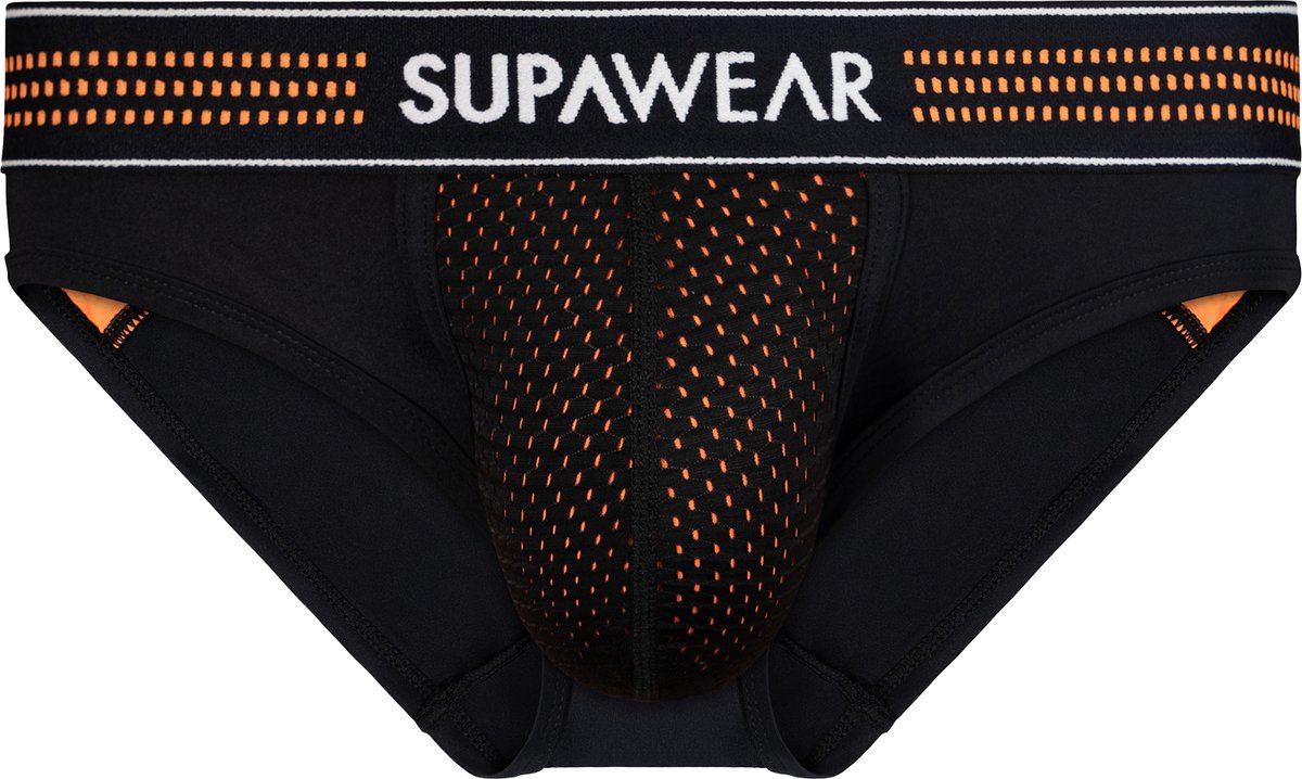 SUPAWEAR Mesh Brief Neon Orange - MAAT XL - Heren Ondergoed - Slip voor Man - Mannen Brief