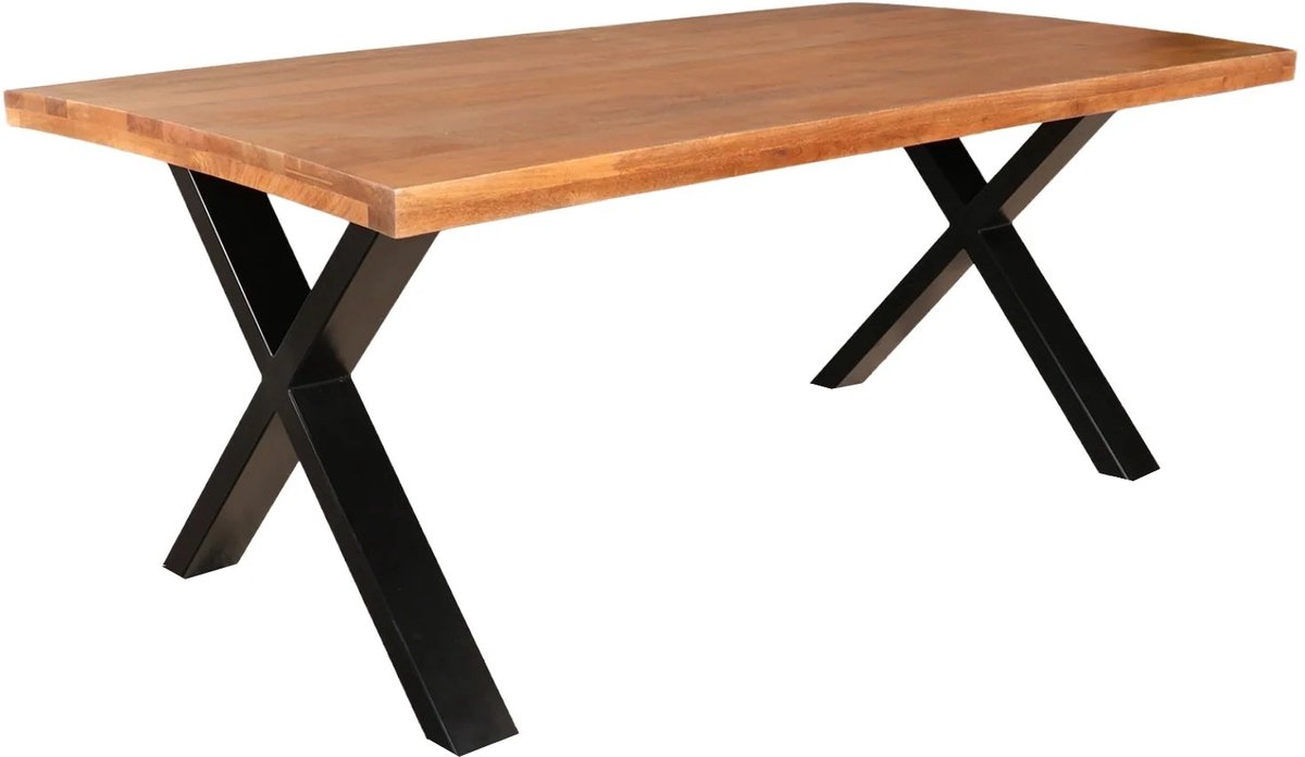 Eettafel rechthoekig mangohout Xavier 180cm duurzaam tafel met X-poot mango eetkamertafel