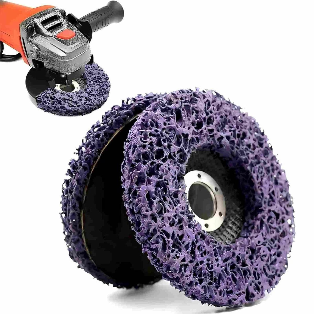 Rechthoekige reinigingsschijf 125 mm x 22,23 mm voor haakse slijper, ideaal voor roestverwijdering, verfafbijting en metaalreiniging (set van 2)