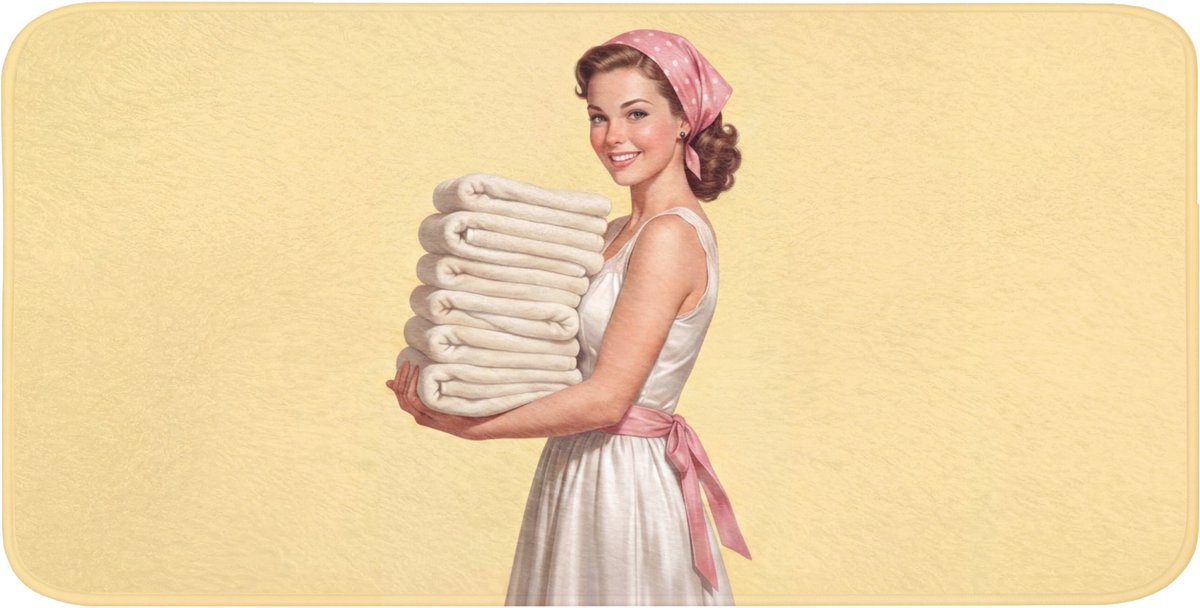 Badmat 120x60 cm - Antislip - Handdoeken - Vrouw - Jurk - Roze - Badmatten voor badkamer - Badkamermat - Douchemat - Badkamer mat