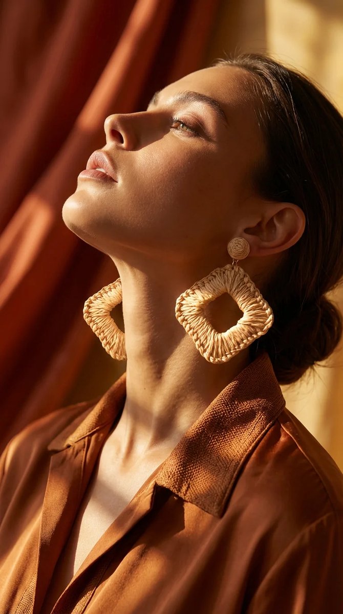 Dorvina Rotan Dames Oorbellen Kahverengi Hangende Geometrisch Form Bohem Zomer Dames Oorbellen