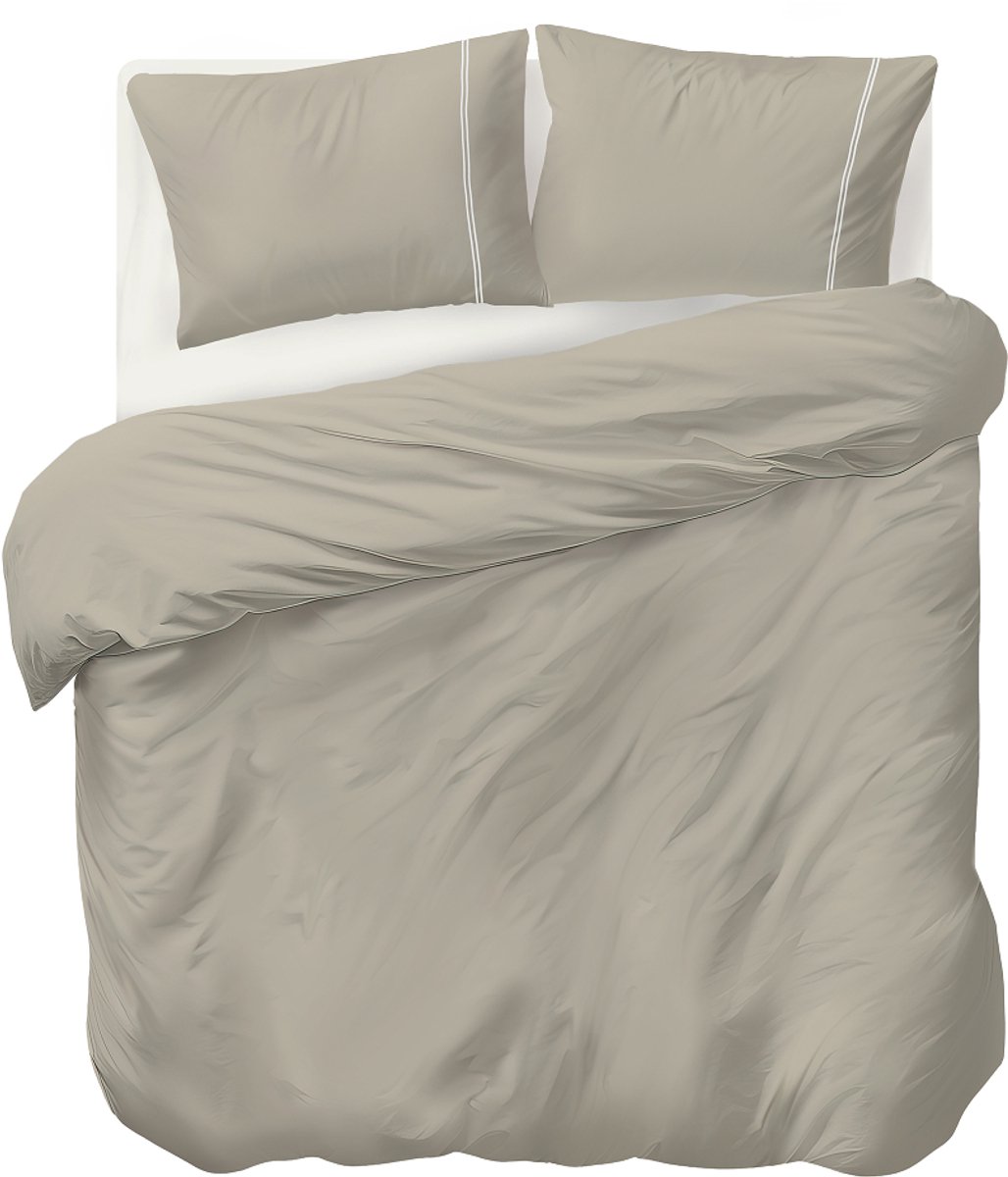 Auping White lines satin Dekbedovertrek - Tweepersoons 240 x 220 cm - Katoensatijn - Beige
