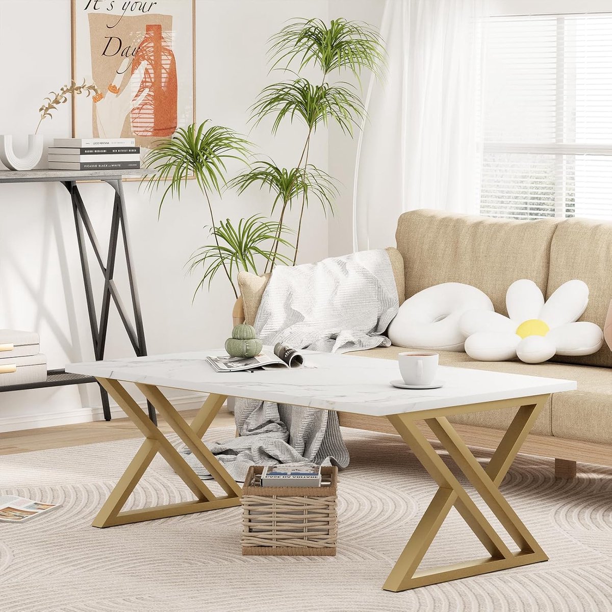 Luxe Salontafel – Wit – 100x48x55 cm – Industrohome