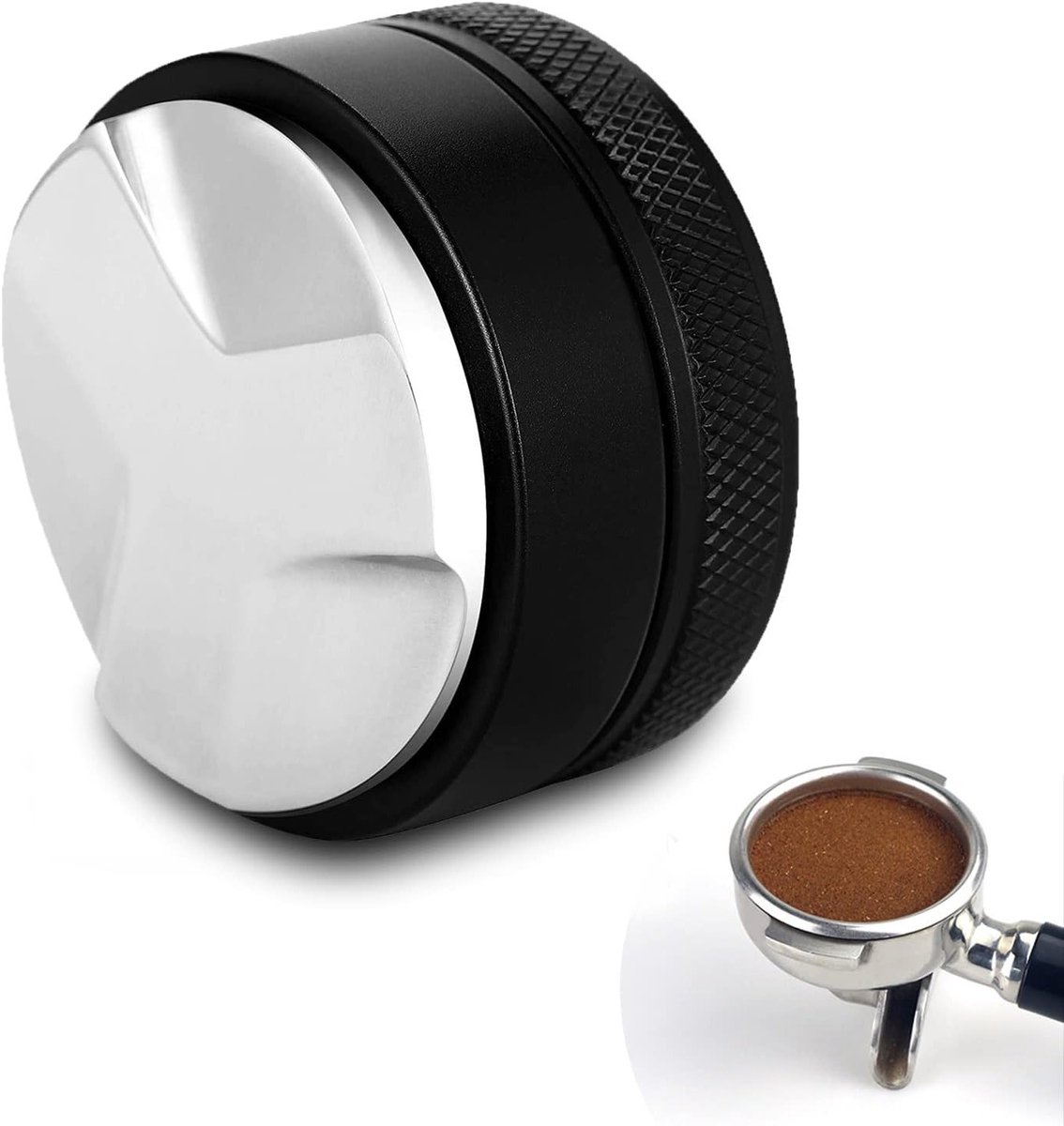 304 RVS zwarte leveler voor gemalen koffie, 51 mm, precisie tool voor koffiezetapparaten en barista's