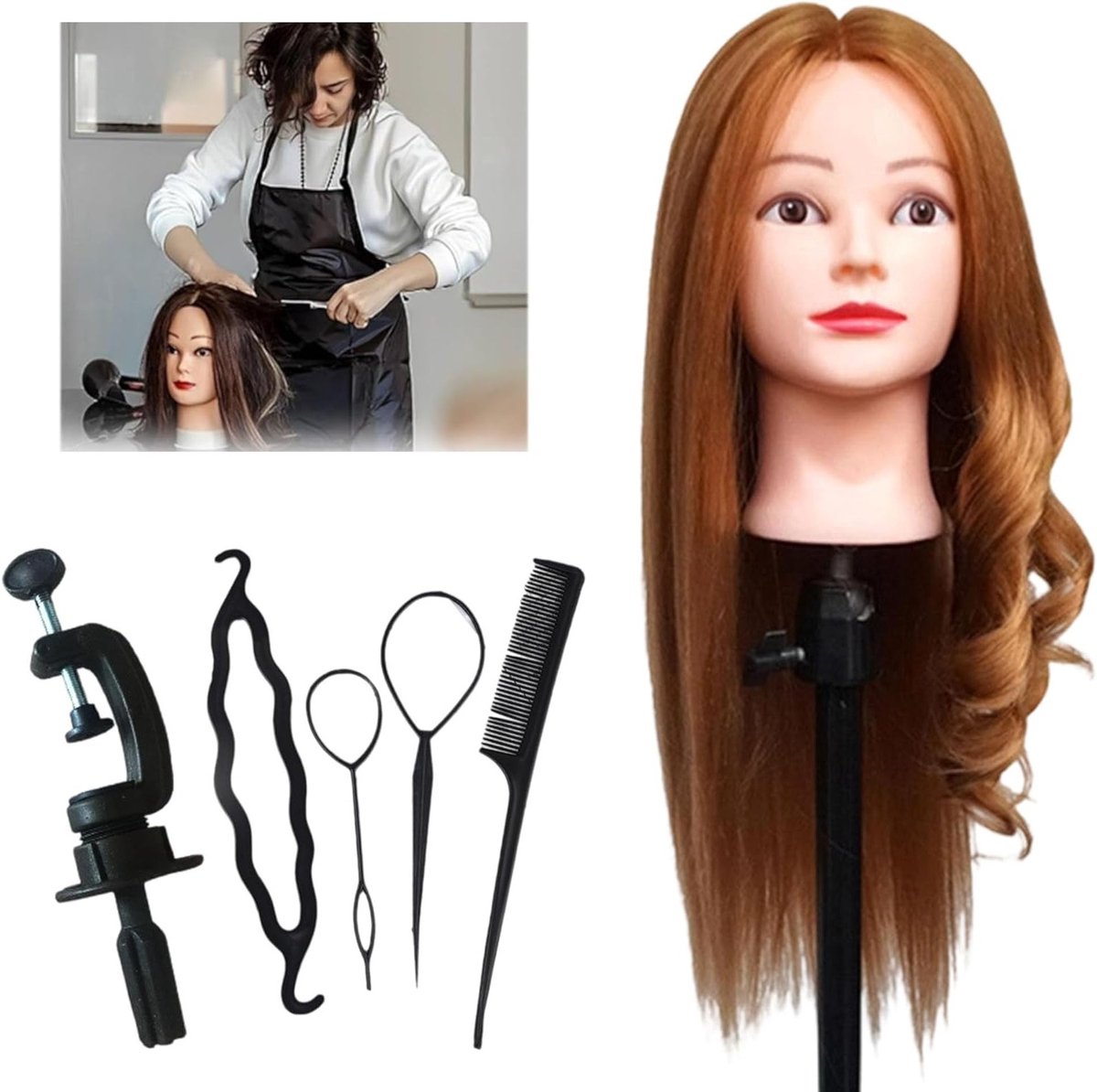 Professionele Oefenhoofden voor Haarstyling, 80% Steil Haar, Accessoires voor DIY Haarvlechten en Styling Tools