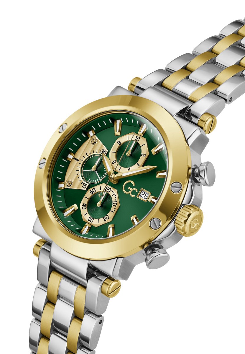 Gc Gc Technoforce Quartz Analoog Horloge Zilvertint En Geelgoudtint Behuizing: 100% Roestvrij Staal | Armband: Roestvrij Staal 44 mm Z75001G2, Z75002G7, Z75003G9