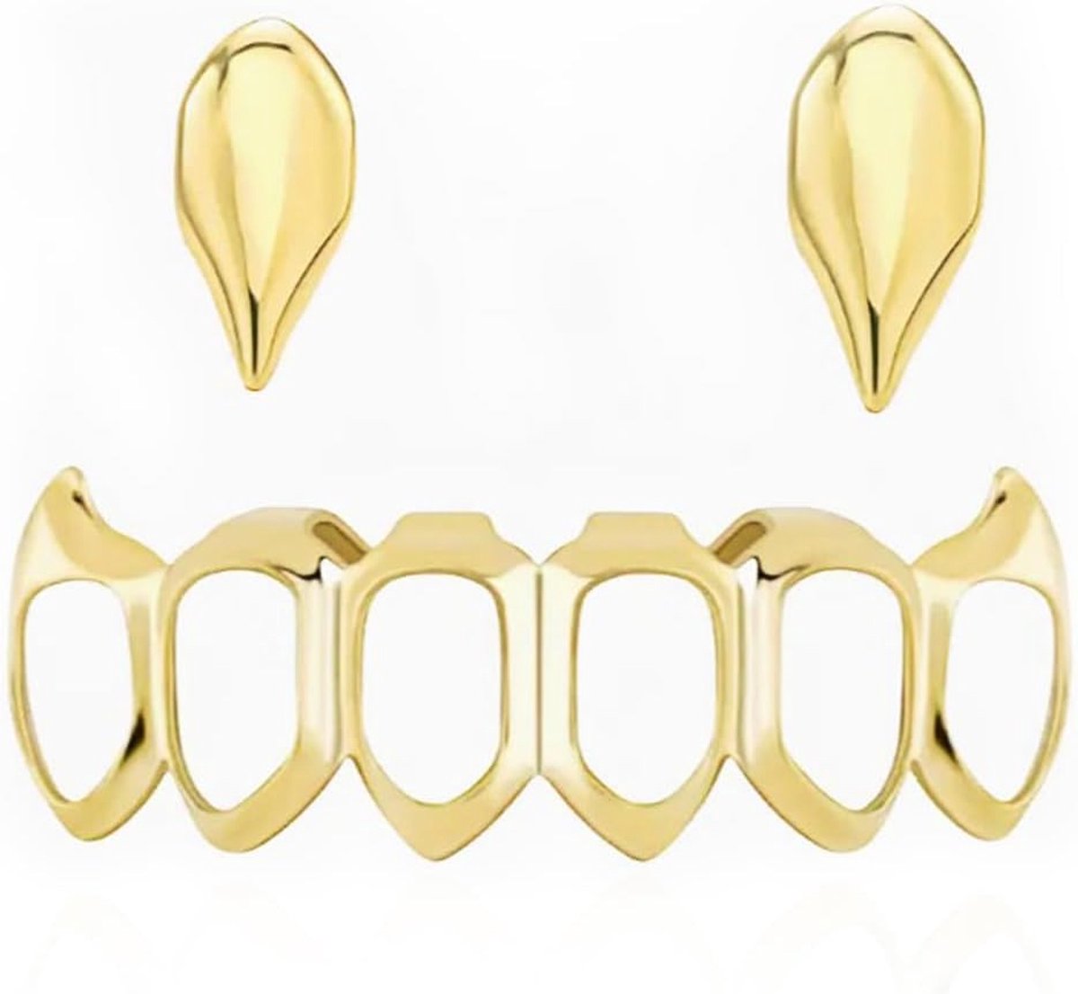 Set van Gouden Grills voor Hip Hop Tanden, Top en Onder, Geschikt voor Mannen en Vrouwen, Perfect voor Feesten, Halloween en Toneelspelen