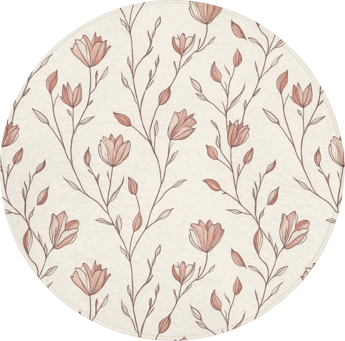 WC mat rond 70x70 cm - Antislip - Patroon - Klassiek - Roze - Toiletmat - Vloermat - Douch