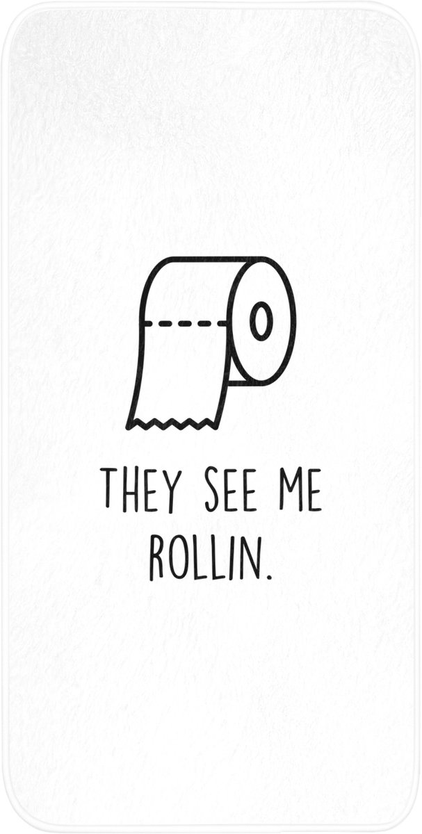 Badmat 60x120 cm - Antislip - Spreuk - WC papier - They see me rollin - Wit - Quotes - Badmatten voor badkamer - Badkamermat - Douchemat - Badkamer mat