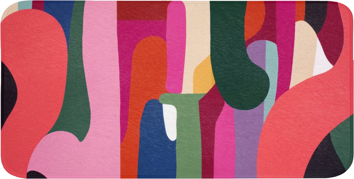 WC mat 120x60 cm - Antislip - Kleurvakken - Recht - Rond - Abstract - Toiletmat - Vloermat