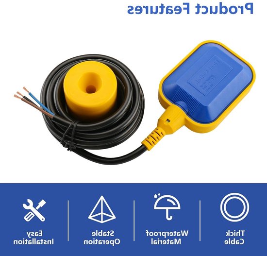 Automatische vlotter schakelaar voor pomp - 5m kabel voor waterniveau controle in tanks, vloeistofniveau regeling en waterpompbeheer van Merkloos — afbeelding 2