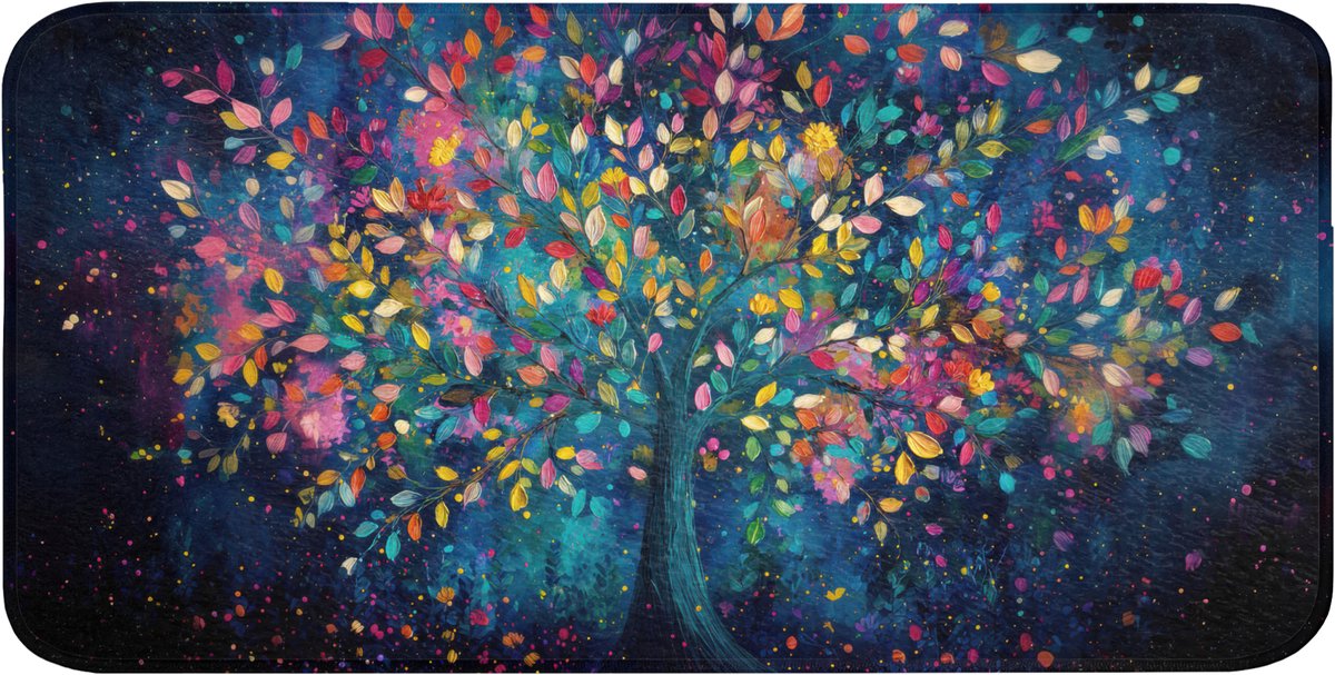 Badmat 120x60 cm - Antislip - Kleurrijk - Boom - Magisch - Abstract - Badmatten voor badkamer - Badkamermat - Douchemat - Badkamer mat