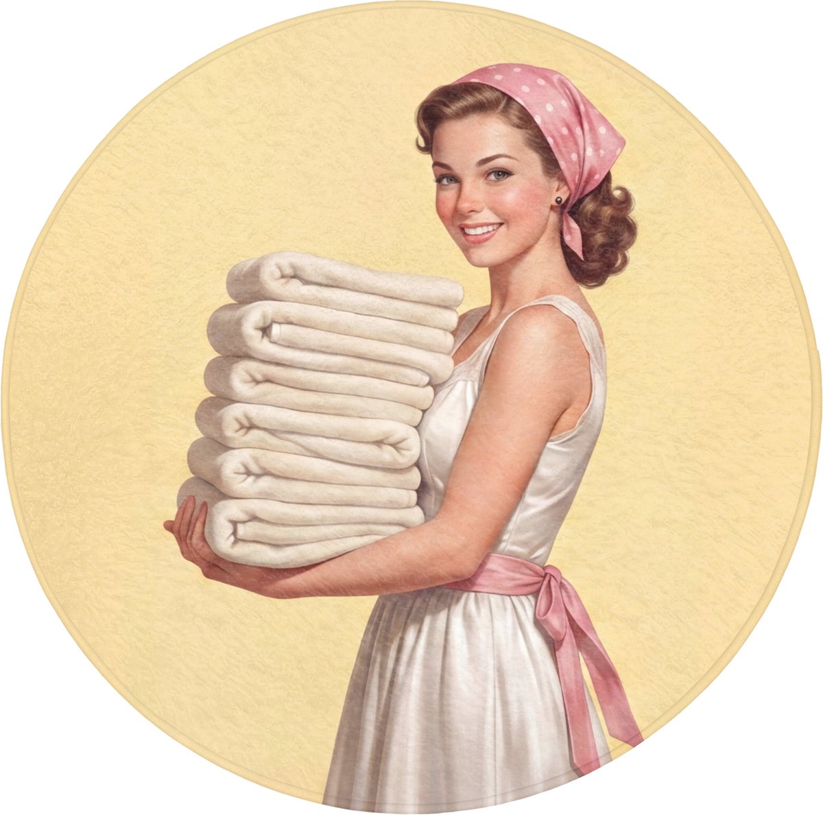 WC mat rond 70x70 cm - Antislip - Handdoeken - Vrouw - Jurk - Roze - Toiletmat - Vloermat