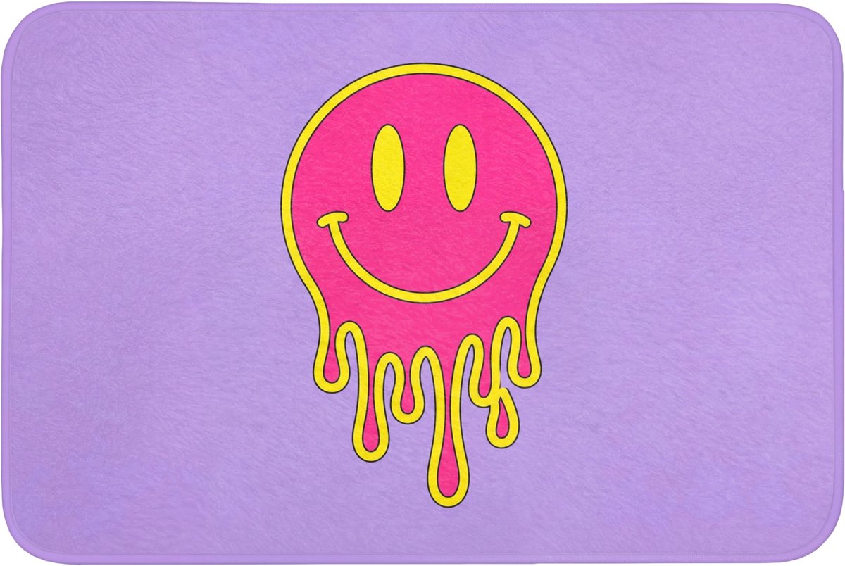 WC mat 90x60 cm - Antislip - Smiley - Drip - Neon - Toiletmat - Vloermat - Douchemat - Toi