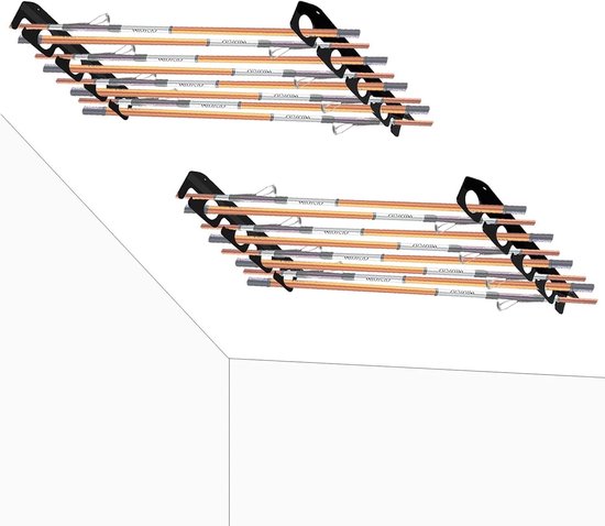 Set van 2 Acryl Steunen voor Wandmontage, Horizontale/Verticale Plafondbevestiging voor Garage, Boot, Kelder en Werkplaats, Geschikt voor 8 Hengels — afbeelding 5