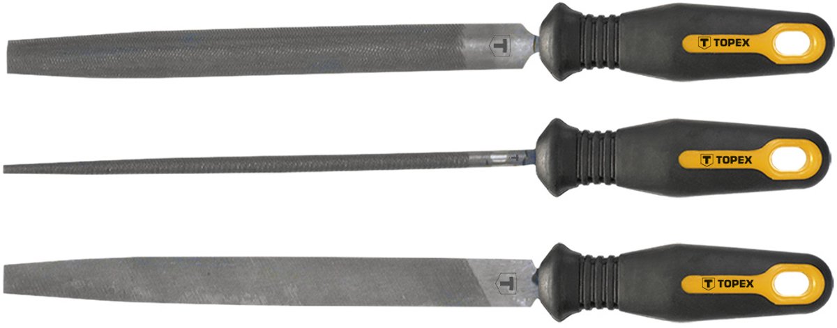 Topex Serie - Metaalvijlenset - 200mm - 3 Stuks - Ergonomische Handgreep