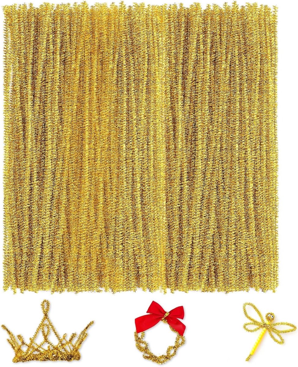 Bendbare Pijpenragers voor Creatieve Projecten, 200 Stuks van 30 cm, Perfect voor Kerstdecoratie en Knutselen in Goud