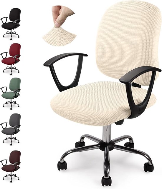 Hoes voor kantoorstoel (gesplitst model) – Hoes voor computerstoel – Elastische jacquardhoes – Hoes voor draaistoel – Wasbare kantoorstoelhoes – Hoes voor draaibare computerstoel (Stoel niet inbegrepen )