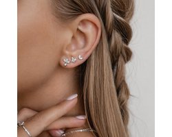 Hey Happiness Oorbellen Set Dames - Oorstekers Set - 925 Sterling Zilver - Zirkonia Oorknopjes - Hypoallergeen - Zilver