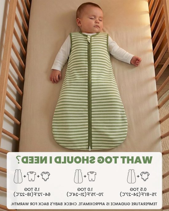 Baby Slaapzak 1.5 1.0, 0.5 Tog Dubbele Laag met 50 g Vulling, Katoenen Slaapzak als Draagbare Dekentje voor Baby's van 0-24 Maanden van Merkloos — afbeelding 4