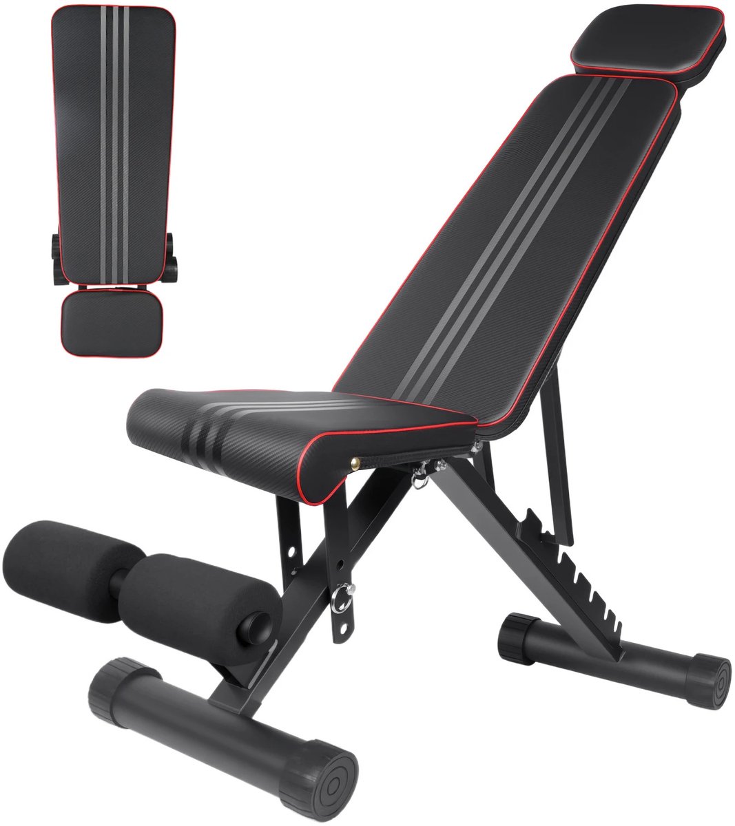 LUMÉ STORE Fitnessbank - Halterbank - Halters - Bankdrukbank - Verstelbaar - 8 Standen - 350kg - Verlengde Rugleuning - Zwart