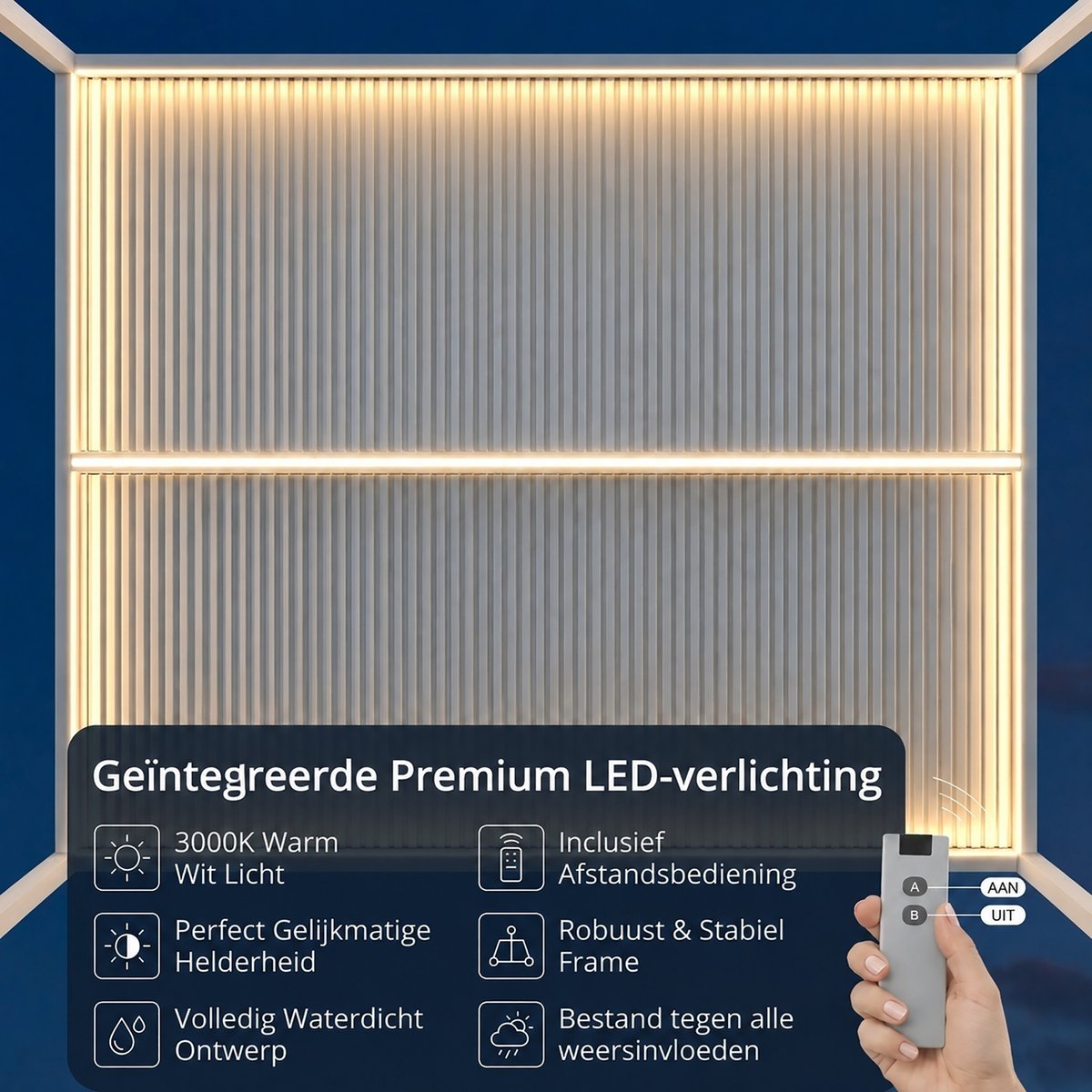 Purple Leaf Pergola avec toit à lames orientables et éclairage LED 4,25 x 3 m - blanc