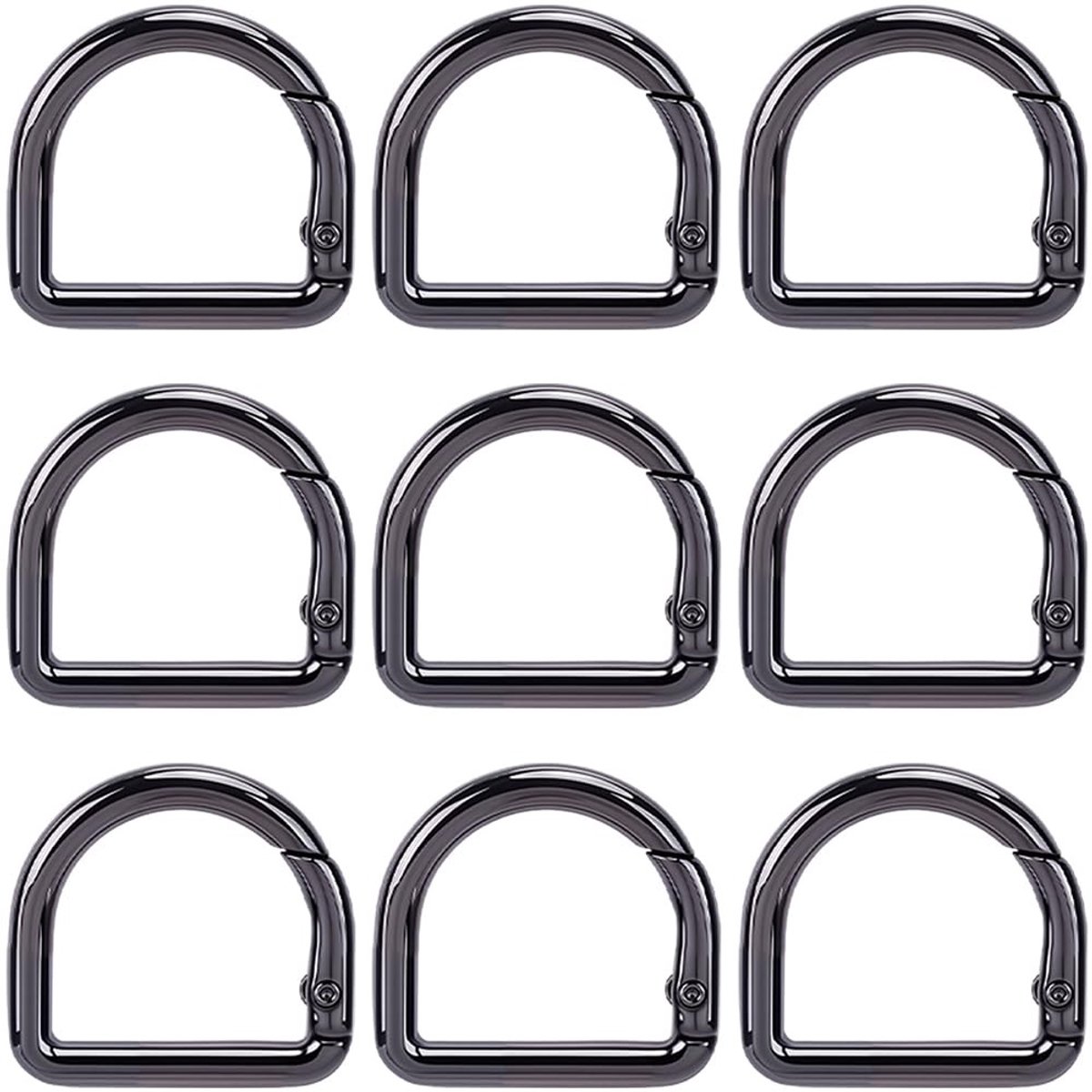 JHUBERS - Set van 12 D-ring Karabijnhaken voor Sleutelhangers en Tassen