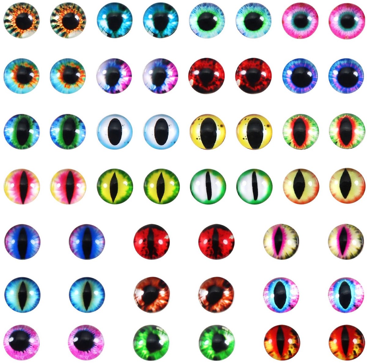 JHUBERS- Drakenogen 100 stuks - 12 mm Dome Cabochon - Veiligheid Ogen - Poppen Ogen - Ambachtelijke Projecten - Verschillende Kleuren - Poppenogen