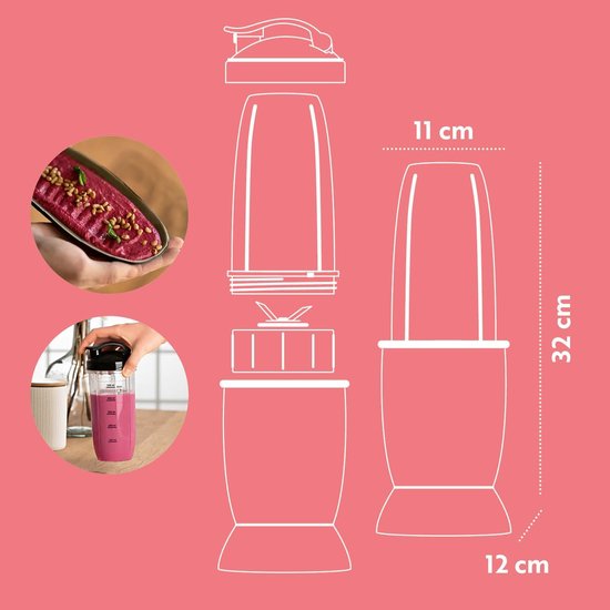 Nutrition Blender - Smoothie Maker - Gezonde Drankjes Maken - Krachtige 500W Motor - 700 ml Kan - Zilver Zwart — afbeelding 5