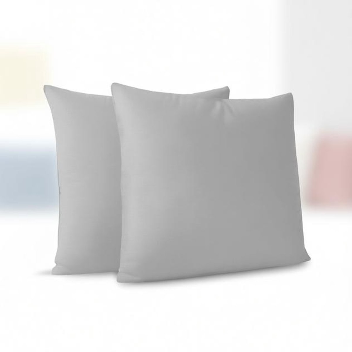 ElleMooi Kussensloop Set van 2 - Grijs Katoen - Geschikt voor 40 x 40 cm Kussens - 100% Jersey Katoen - Hypoallergeen en Bestendig