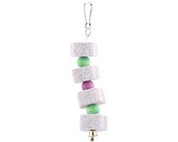Dailygoods- Slijpsteen - Kauwspeelgoed voor vogels - Tandenslijpsteen - Mineraal - Afmetingen 21 x 4 cm - Lichtgrijs