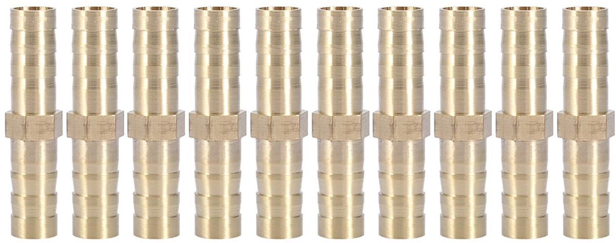 Dailygoods- Slangverbinder 8mm Messing - Rechte 2-weg Koppeling - Pijpverbinder - Prikkeldraad Bevestiging - Kwaliteitsproduct - Industriële Toepassing