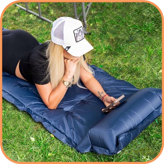 Springos Slaapmat - 200 cm - Zelfopblazend - Inclusief Hoes - Blauw — afbeelding 5