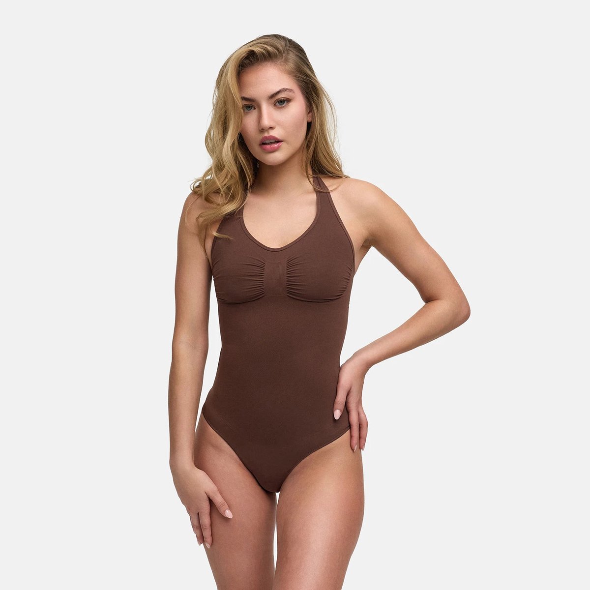 cfab - Haltercorrigerende lingerie met string - bruin, XL - Corrigerende Body - Naadlos - corrigerend ondergoed dames