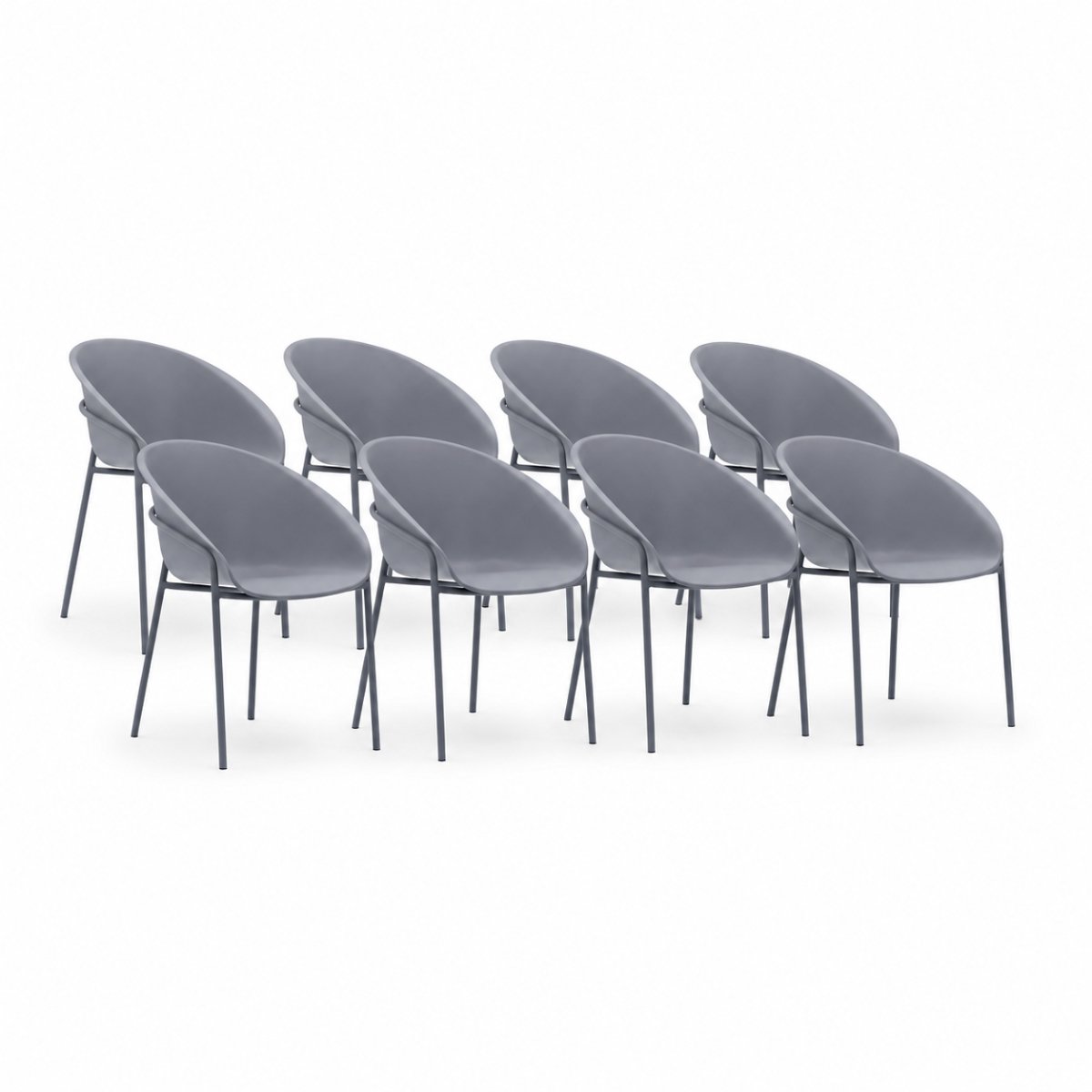 DS4U® - Ella stoel - Set van 8 - Grijs - Kunststof - Weerbestendig
