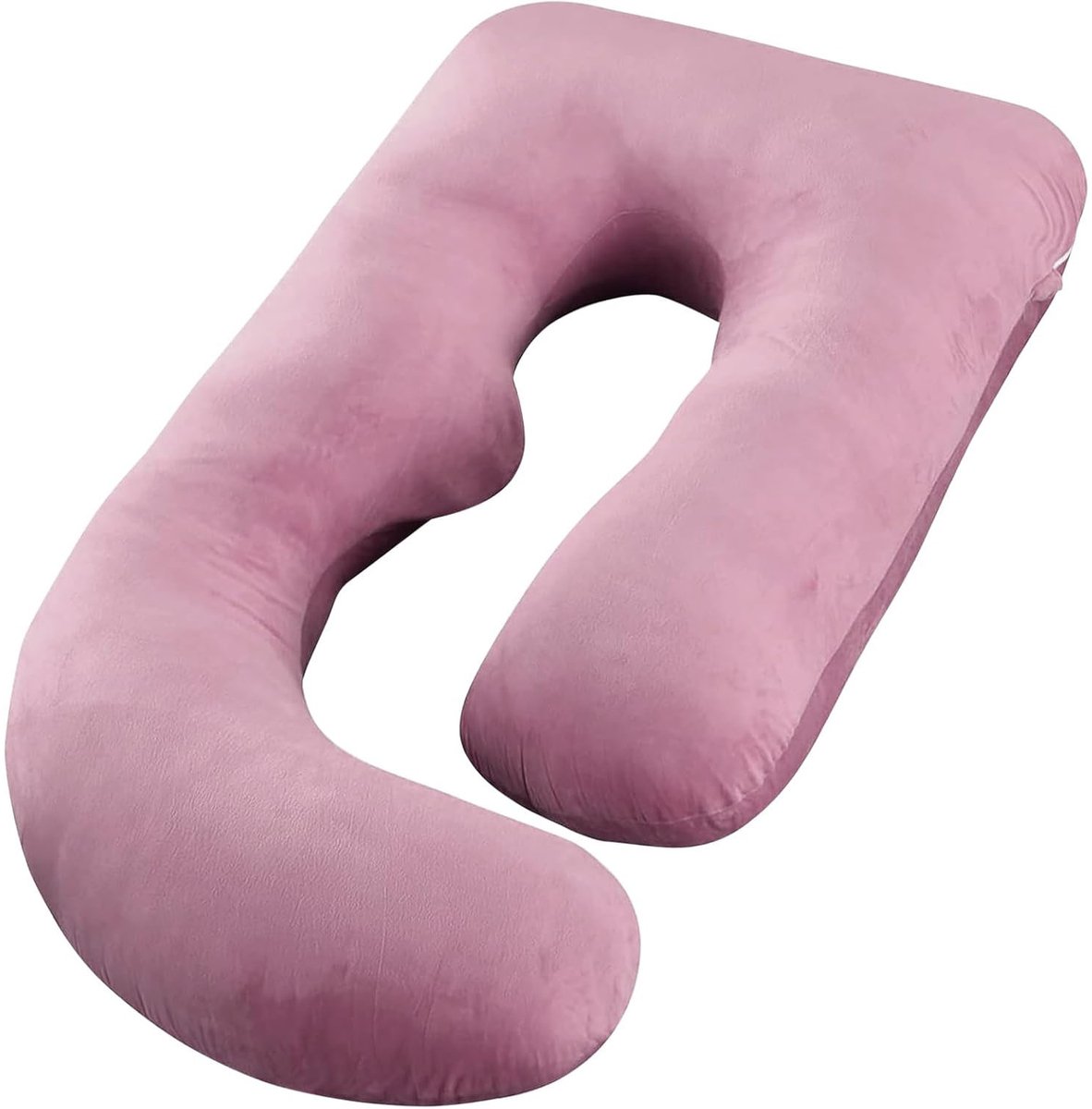 J-vorm Zwangerschapskussen en Borstvoedingskussen – Crystal Velvet – Ergonomisch Ondersteuningskussen voor Zwangerschap en Slaap – Paars (Violet)