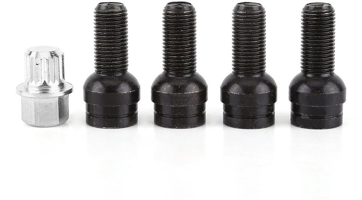 Dailygoods- Wielbout Set - Universele Stalen Wielbouten - M14 x 1,5 mm - Lock Lug Nut - Sleutel - Hoogwaardige Kwaliteit - Wielmoer