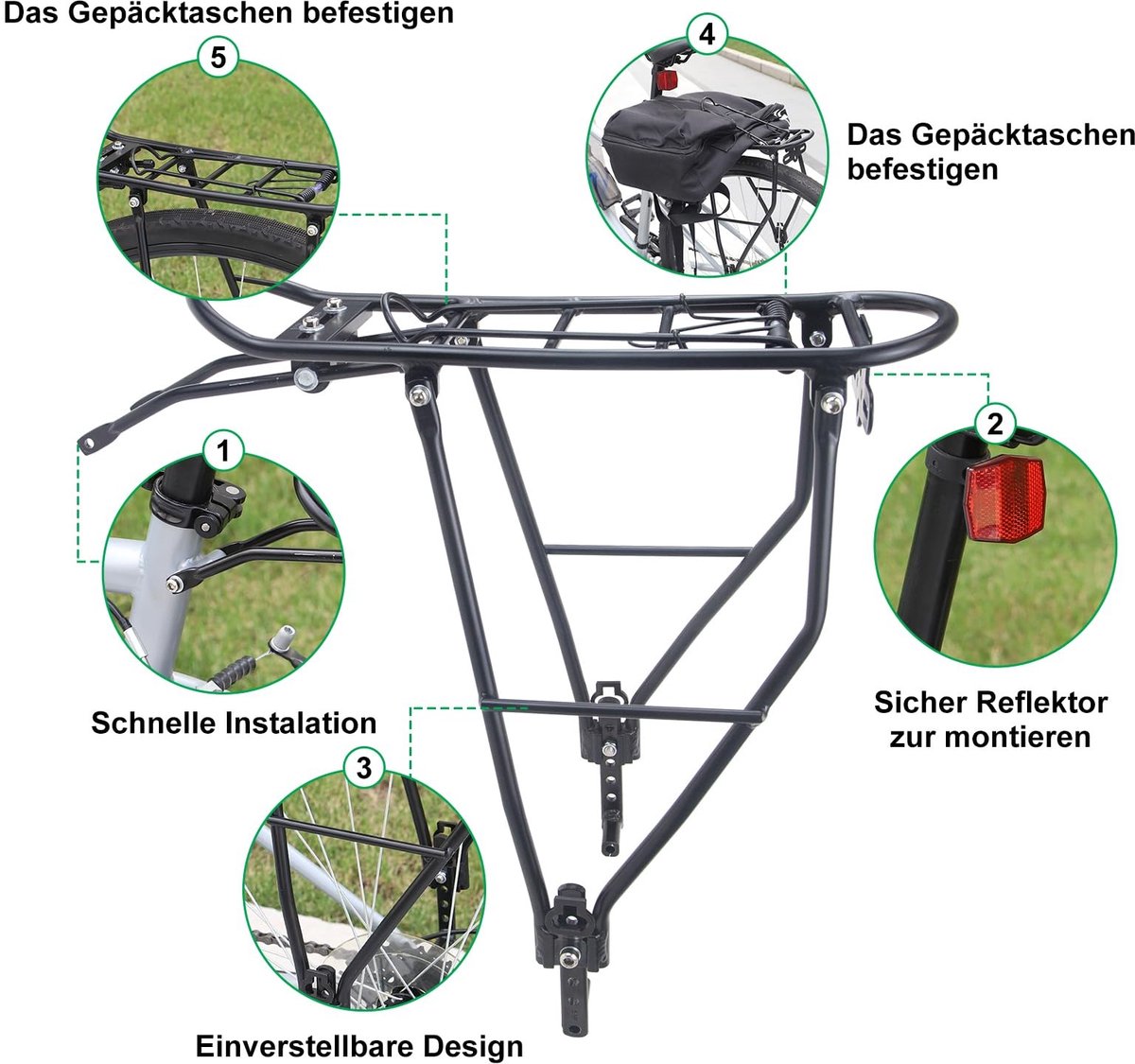 Dailygoods- Fietsbagagedrager Verstelbaar - Bagagedrager Fiets - Dakdragers - Bagagedrager Kussen - Bagagedrager Verbreder - Lichtgewicht Ontwerp voor 26"-29"/700c Racefietsen thumbnail 4