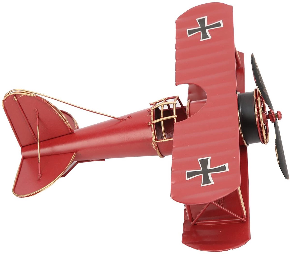 Dailygoods- Vliegtuigmodel Retro - Biplane Decoratie - Metaal - Hoogwaardige IJzer - 21,3 cm Vleugel - Ideaal Cadeau - Modelvliegtuig