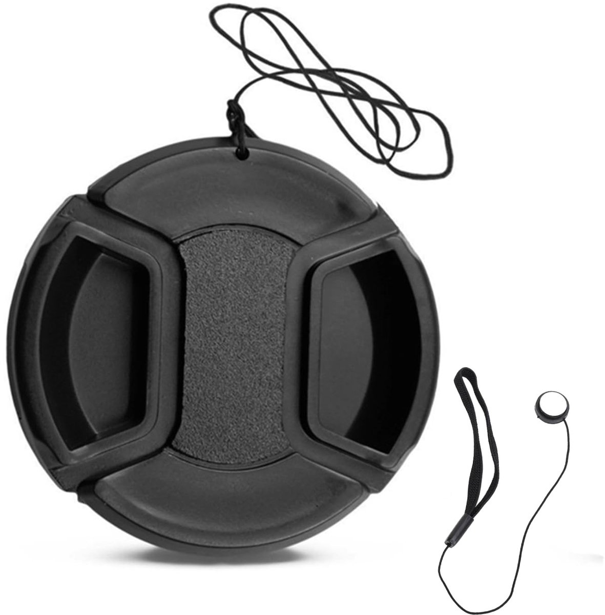 Dailygoods- Lensdop 49 mm - Centrale Knijplensafdekking - Antiverliesriem - Stofbestendig - Schokbestendig - Hoogwaardig ABS Materiaal - Cameralensafdekking