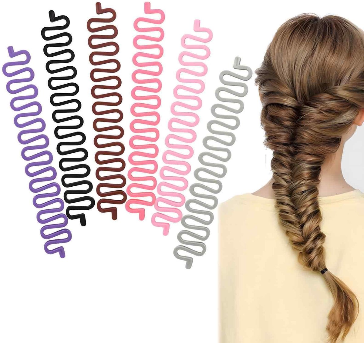 Dailygoods- Haarstyling-clip met Sticky Fishbone-technologie - Vlechtclip - Haaraccessoires - Dames/Meisjes - Hoogwaardig materiaal - Compact formaat 19,5 x 2,5 cm - Haarclip