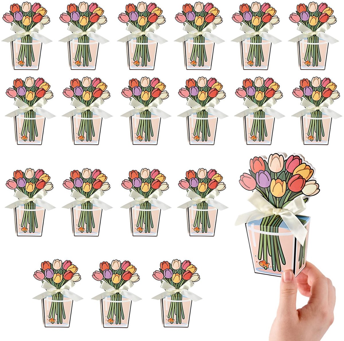 Dailygoods- Geschenkdoosjes 20 stuks - Snoepdoosjes van Karton - Cadeaudozen met Deksel - Tafeldecoratie voor Bruiloften - Veelkleurig - Afmetingen 11 x 5 x 15,5 cm