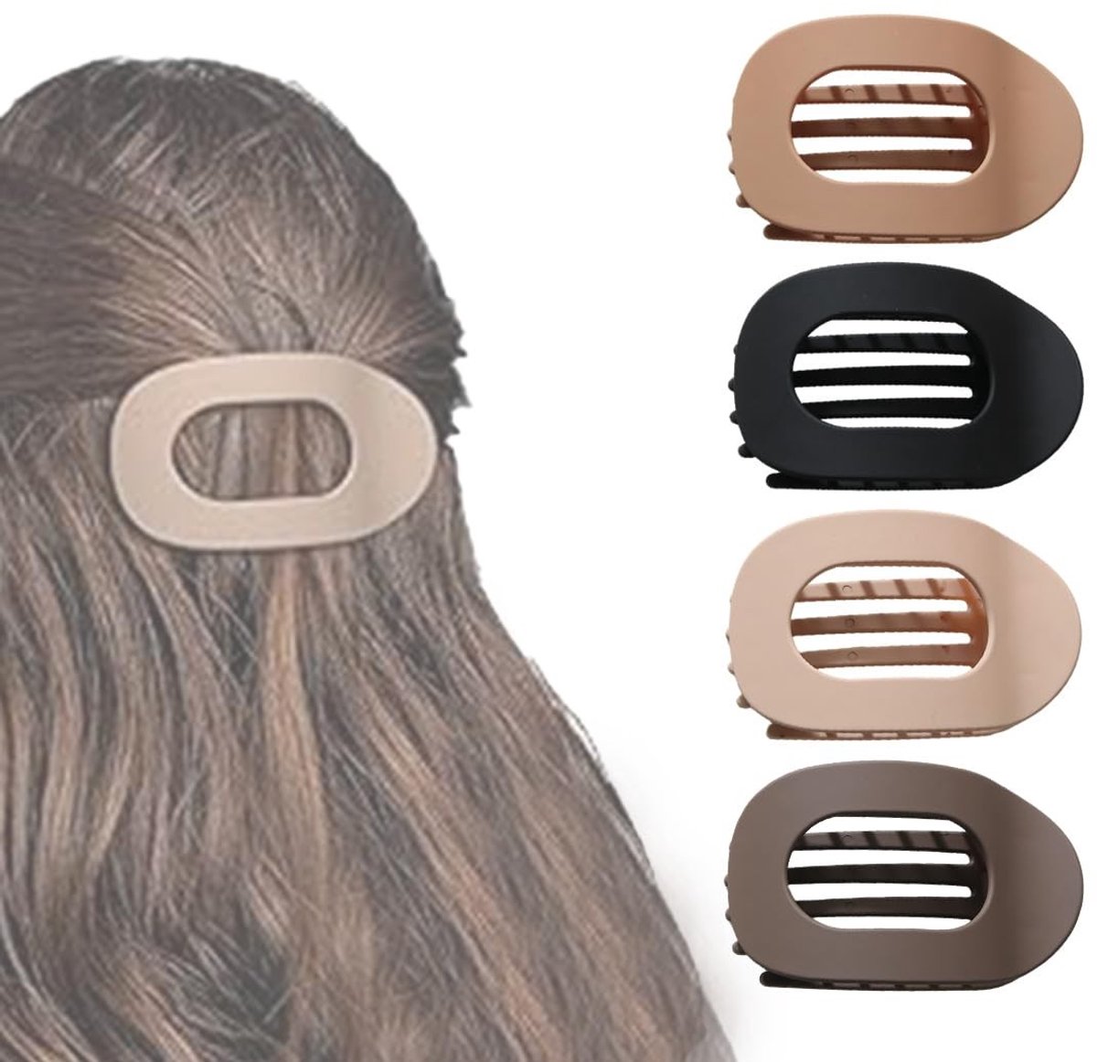 LIVIA HOME- Haarklemmen 4 Stuks - Platte Haarclips - Elegant Design - Lichtgewicht en Duurzaam - Sterke Grip - Perfect voor Halve Staarten