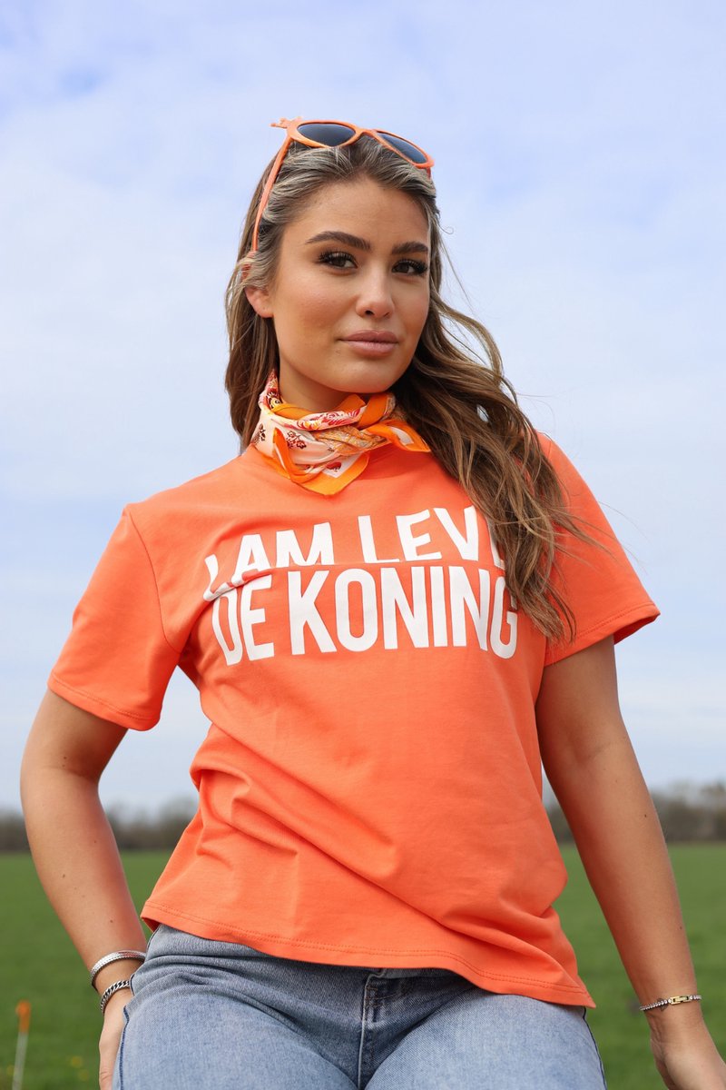 Getdrezzed Top - Maat: S - T shirt Koningsdag met opdruk lam leve de koning oranje