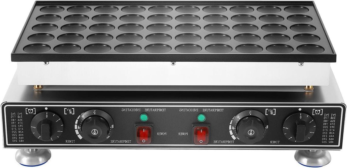Mini Pannenkoekenmaker - Poffertjespan Elektrisch - Snelle Snacks Bakken - 50 Stuks Tegelijk - 1700 Watt - Zwart