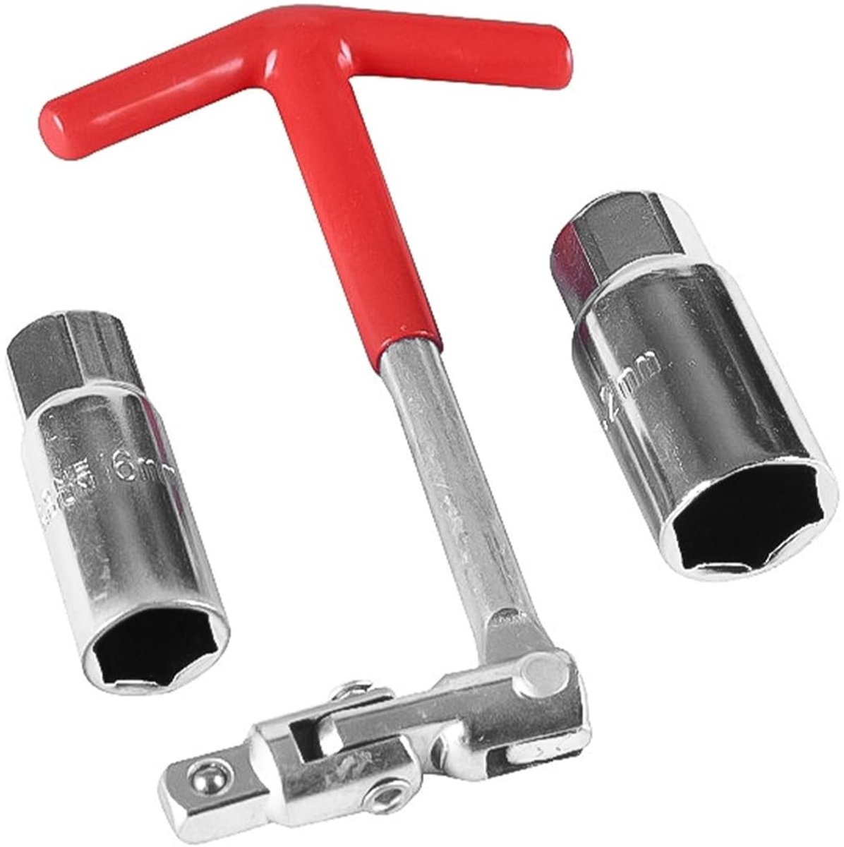 Dailygoods- Bougiesleutel set - Roestvrijstalen Bougiesleutel - Antislip T-greep - Flexibele Sleutel - Doppen 16mm/21mm - Schokbestendig en comfortabel in gebruik - Bougieverwijderaar