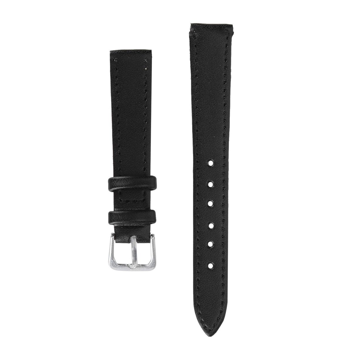 Dailygoods- Horlogebandje Universeel - Vervangend Horlogebandje - Metalen Gesp - Vintage Leer - 12mm/22mm - Zwart - Horlogeband