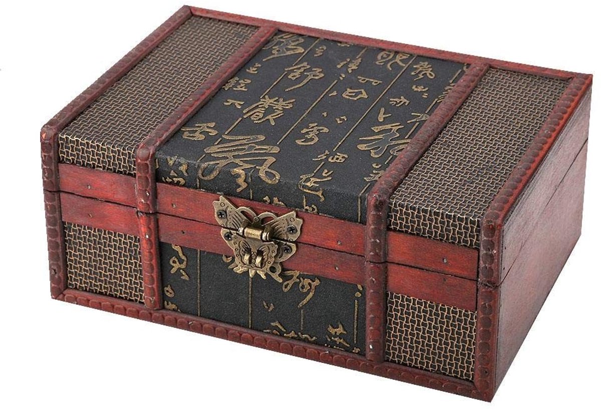 Dailygoods- Opbergdoos Antieke Stijl - Houten Opbergdoos - Decoratieve Opbergdoos - Sieraden/Boeken Opbergdoos - Klein Formaat - Milieuvriendelijk Materiaal - Opbergbox